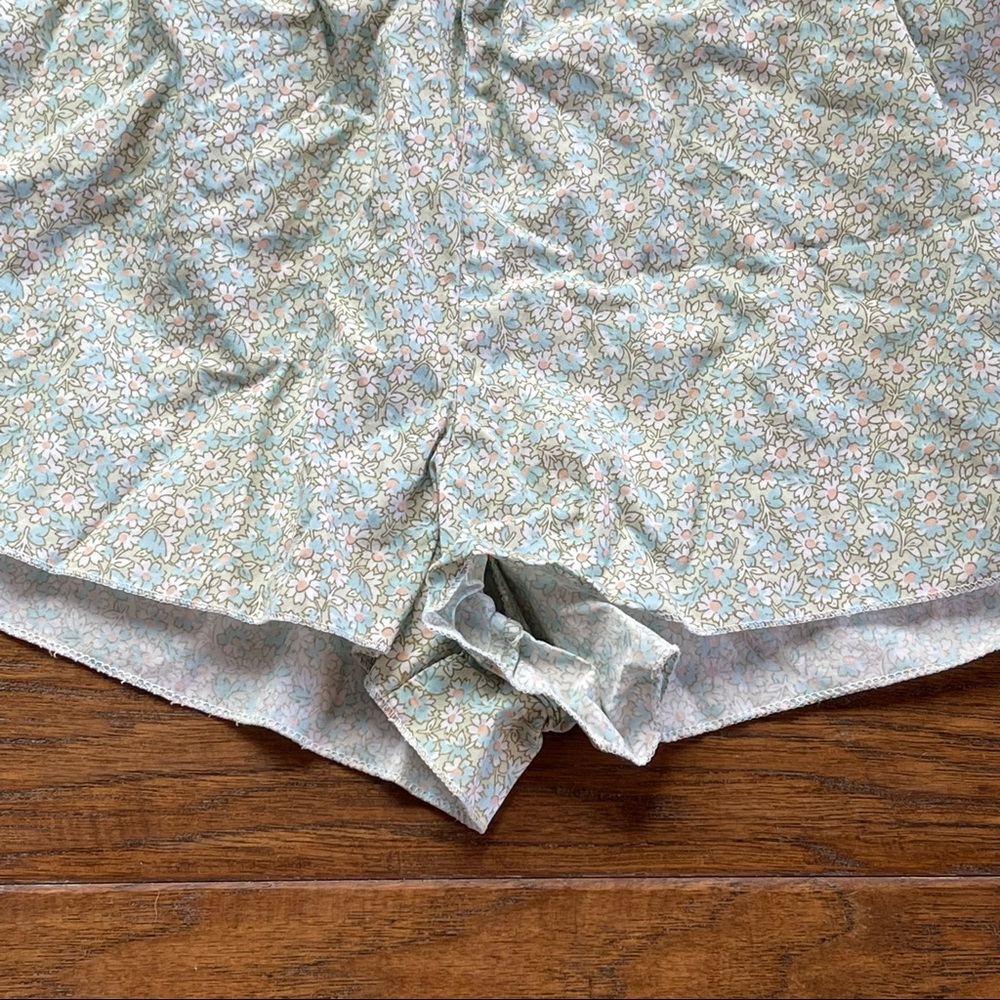 GAP green pajama shorts w/pink & blue floral pattern 100% cotton size SP - Picture 4 of 12
